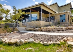 modern home San Antonio TX front view with pool